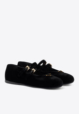 Prada Triangle Logo Velvet Ballet Flats Black 1F794NF005068_F0002