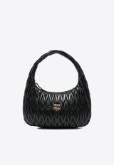 Miu Miu Medium Wander Quilted Leather Hobo Bag Black 5BC170VOOOAN88_F0002