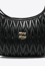 Miu Miu Medium Wander Quilted Leather Hobo Bag Black 5BC170VOOOAN88_F0002