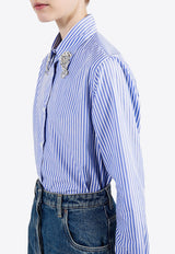 Prada Embellished Stripe Shirt Light Blue P471HRSOOO155U_F0013