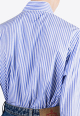 Prada Embellished Stripe Shirt Light Blue P471HRSOOO155U_F0013