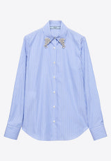 Prada Embellished Stripe Shirt Light Blue P471HRSOOO155U_F0013