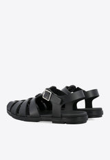 Prada Triangle Logo Cage Fisherman Sandals Black 2X3119FD0013LKK_F0002