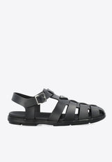 Prada Triangle Logo Cage Fisherman Sandals Black 2X3119FD0013LKK_F0002