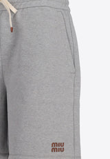 Miu Miu Logo Fleece Shorts Gray MJP338SOOO13UK_F0031