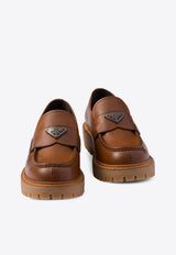 Prada Triangle Logo Leather Loafers Brown 2DE151FG000070_F0046