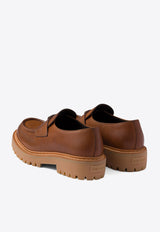 Prada Triangle Logo Leather Loafers Brown 2DE151FG000070_F0046