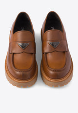 Prada Triangle Logo Leather Loafers Brown 2DE151FG000070_F0046