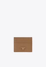 Prada Triangle Logo Saffiano Leather Cardholder Caramel 1MC025QHH_F03BH