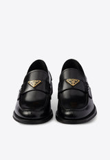 Prada Triangle Logo Brushed Leather Loafers Black 1D813NFA020055_F0002