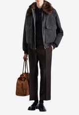 Prada Shearling-Collar Zipped Blouson Jacket Black SGC760SOOO157N_F0002