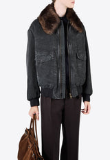 Prada Shearling-Collar Zipped Blouson Jacket Black SGC760SOOO157N_F0002