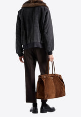 Prada Shearling-Collar Zipped Blouson Jacket Black SGC760SOOO157N_F0002