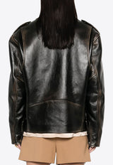 Miu Miu Zip-Up Leather Biker Jacket Black MPV916SOOO1134_F008A