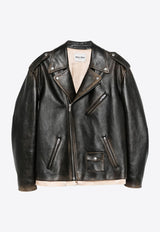 Miu Miu Zip-Up Leather Biker Jacket Black MPV916SOOO1134_F008A