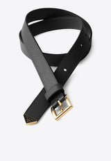 Prada Saffiano Leather Buckle Belt Black 1CC618053_F0002