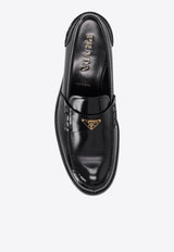Prada Triangle Logo Brushed Leather Loafers Black 2DB223FX000055_F0002