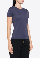 Elisabetta Franchi Rubberized Logo T-shirt Navy MA00546E2_B75