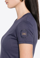 Elisabetta Franchi Rubberized Logo T-shirt Navy MA00546E2_B75