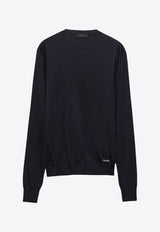 Prada Logo Jacquard Silk Sweater Midnight Blue UMB927SOOO16AI_F0008