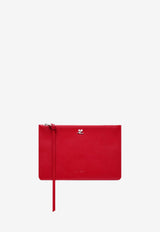 Courrèges Logo Plaque Leather Zip Pouch Red 125GPM016CR0065_4015