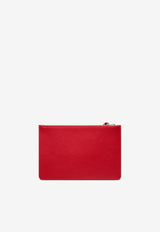 Courrèges Logo Plaque Leather Zip Pouch Red 125GPM016CR0065_4015