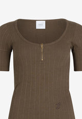 Patou Scoop-Neck Ribbed Knit Top Brown JE1489971_809B