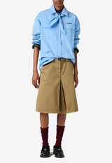 Miu Miu Long-Sleeved Poplin Shirt with Scouts Scarf Light Blue MK1918SOOO10RG_F0013