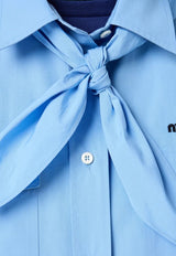 Miu Miu Long-Sleeved Poplin Shirt with Scouts Scarf Light Blue MK1918SOOO10RG_F0013