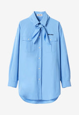 Miu Miu Long-Sleeved Poplin Shirt with Scouts Scarf Light Blue MK1918SOOO10RG_F0013