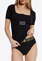 Logo Tag Ribbed Knit Top