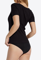 Logo Tag Ribbed Knit Top