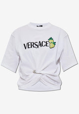 Versace Strawberry Safety-Pin Cropped T-shirt White 1018898 1A13614-1W000