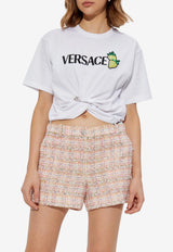 Versace Strawberry Safety-Pin Cropped T-shirt White 1018898 1A13614-1W000