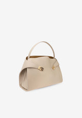 Salvatore Ferragamo Large Hug Leather Top Handle Bag Beige 219939 HUG SH M 780517-STONE