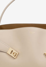 Salvatore Ferragamo Large Hug Leather Top Handle Bag Beige 219939 HUG SH M 780517-STONE