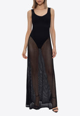 فستان طويل من الدانتيل المفرغ