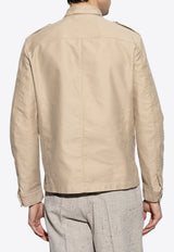 جاكيت بقَصة قميص بأزرار بياقة عالية