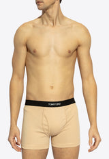 Tom Ford Logo Jacquard Stretch Boxers Beige T4LC31040 0-272