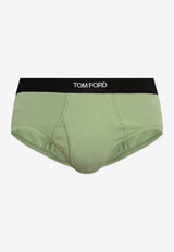 Tom Ford Logo Jacquard Stretch Briefs Green T4LC11040 0-332