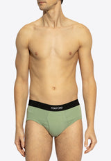 Tom Ford Logo Jacquard Stretch Briefs Green T4LC11040 0-332