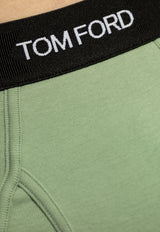 Tom Ford Logo Jacquard Stretch Briefs Green T4LC11040 0-332
