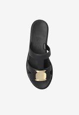 Ferragamo Lilou Vara Plate Flat Slides 01J325 LILOU 779972 NERO