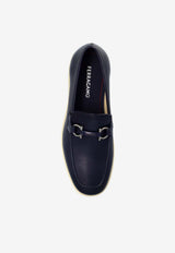 Salvatore Ferragamo Cosimo Gancini Leather Loafers Midnight Blue 028298 COSIMO 778818-MIDNIGHT