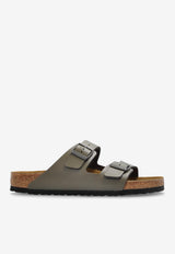 Birkenstock Arizona Leather Double-Buckle Slides Gray 1029153 0-CONCRETE GRAY