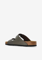 Birkenstock Arizona Leather Double-Buckle Slides Gray 1029153 0-CONCRETE GRAY