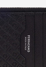 Salvatore Ferragamo Logo Monogram Leather Cardholder Black 661591 MINI EMBOSS 780103-NERO