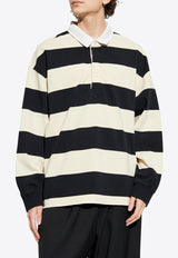 Striped Long-Sleeved Polo T-shirt