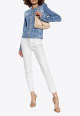 Jacquard Knit Denim-Effect Cardigan