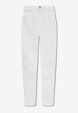 Logo Embroidered Tapered-Leg Jeans